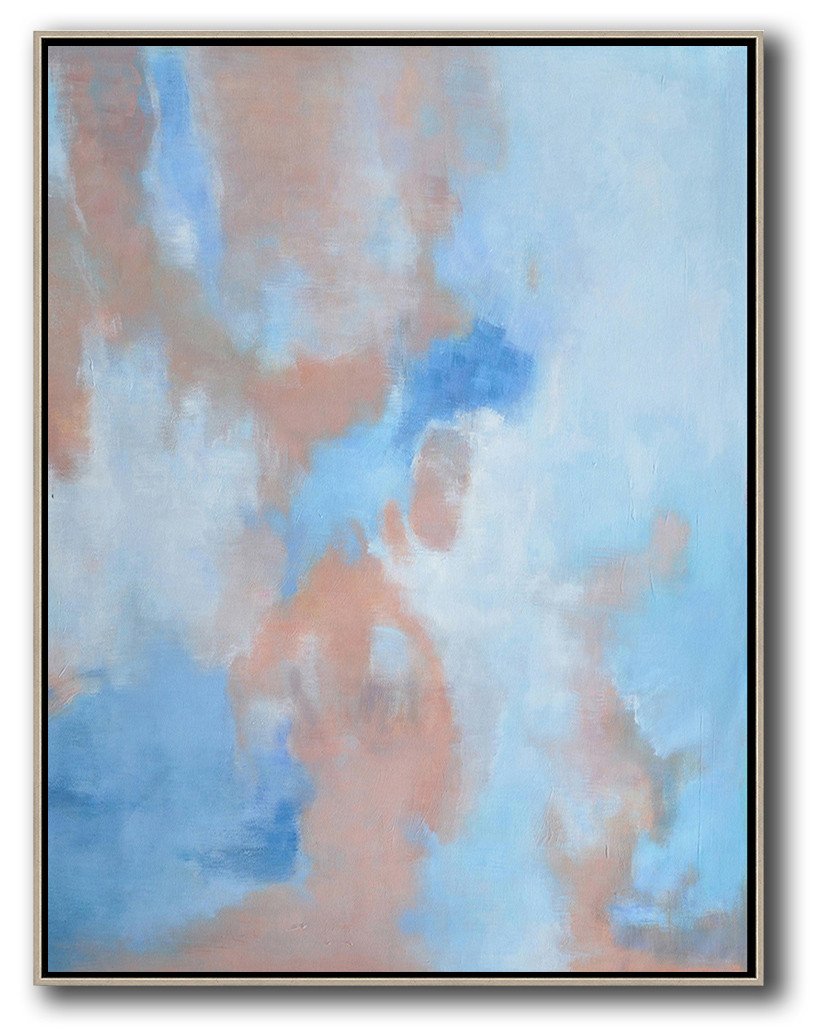 Handmade Large Contemporary Art,Abstract Landscape Painting,Modern Art Abstract Painting,Pink,Blue,White.etc - Click Image to Close